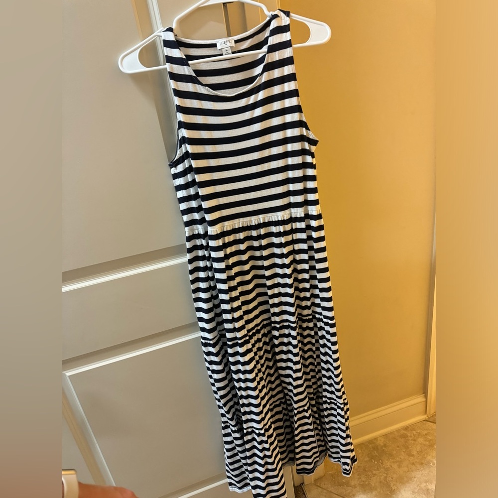 Jcrew Blue and white stripes tiered maxi dress